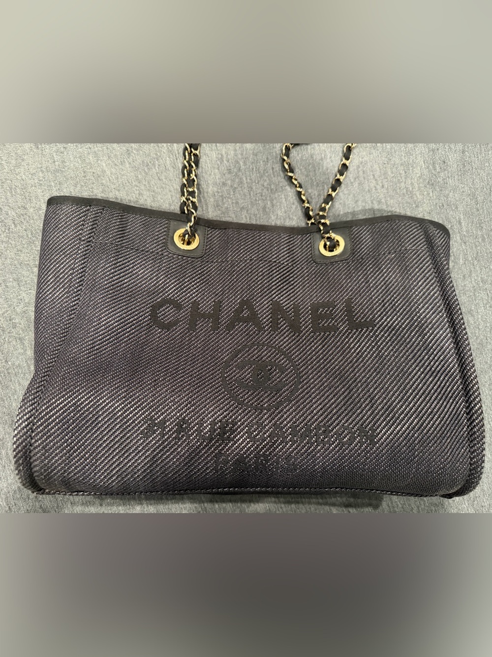 Mixed Fibers Small Deauville Tote Black/Blue